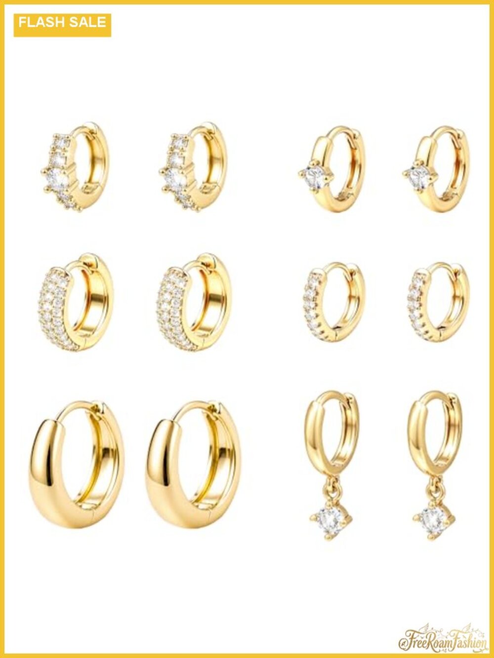 14K Gold Plated Chunky Hoop Earrings Set for Women Hypoallergenic Lightweight